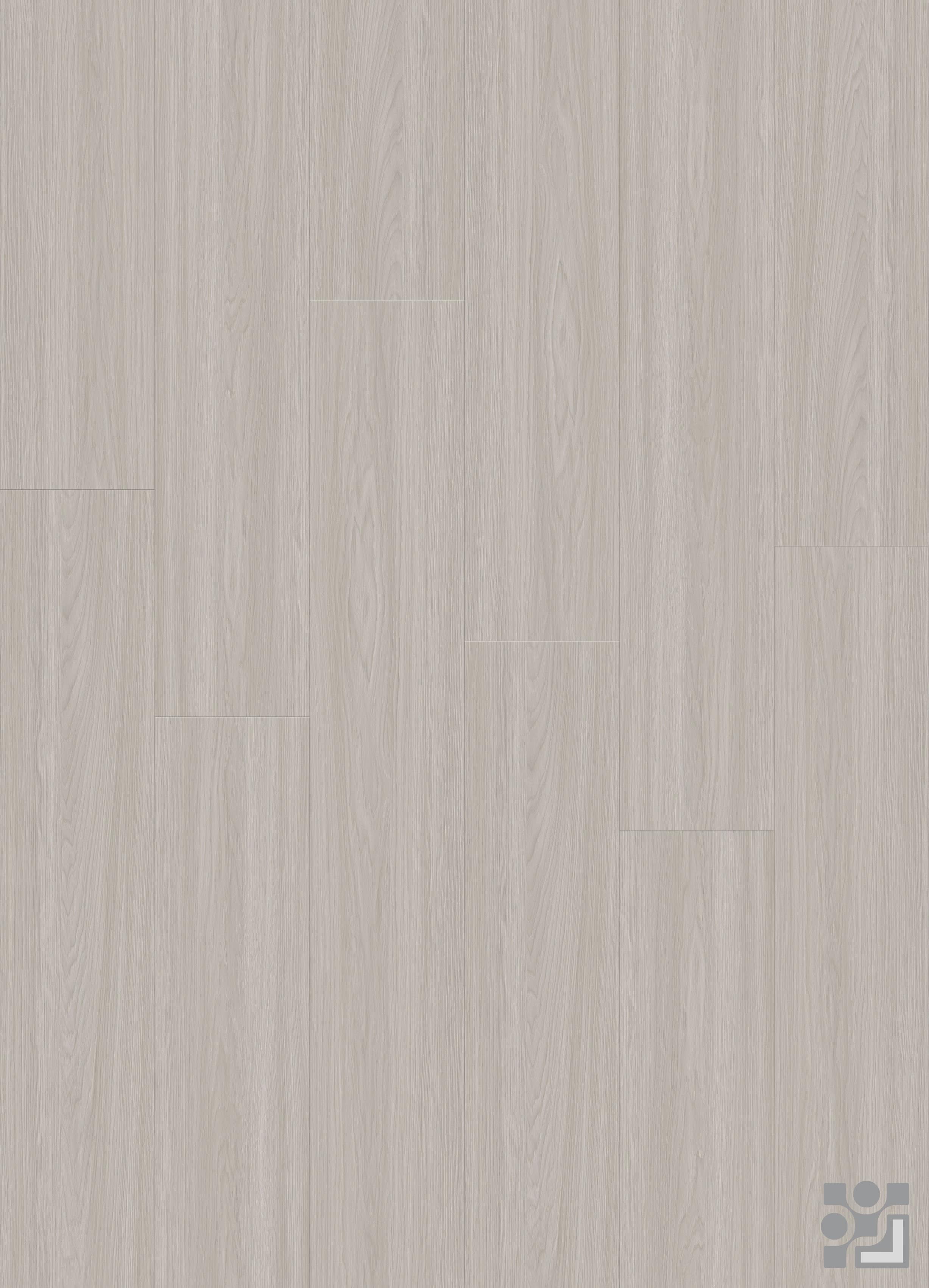 Warm light-taupe Fontainebleau Oak decorative paper with fine straight grain and elongated cathedral wood patterns