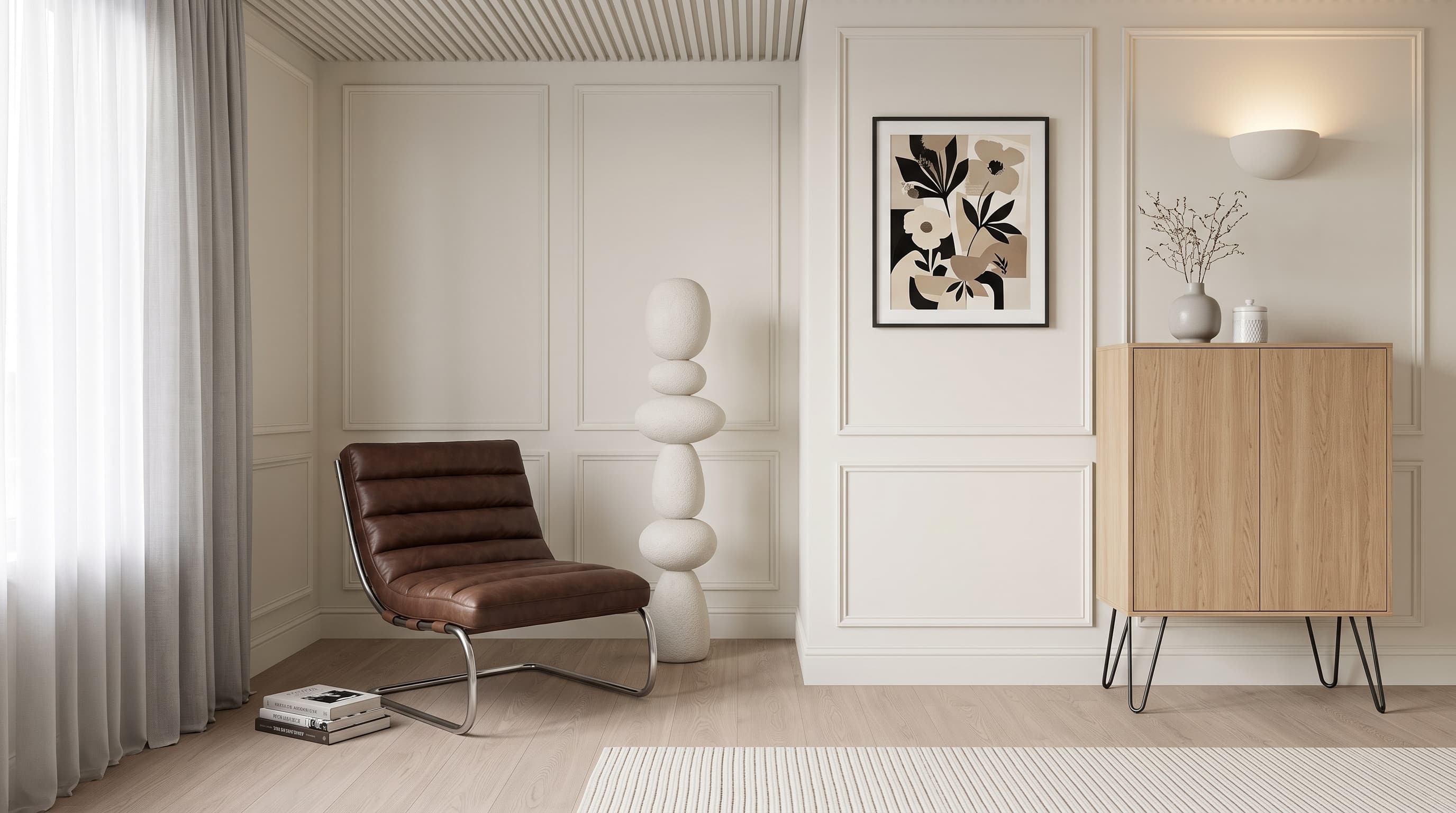Silver-grey Shaohua Oak flooring in a bright modern interior with soft neutral furniture and natural daylight
