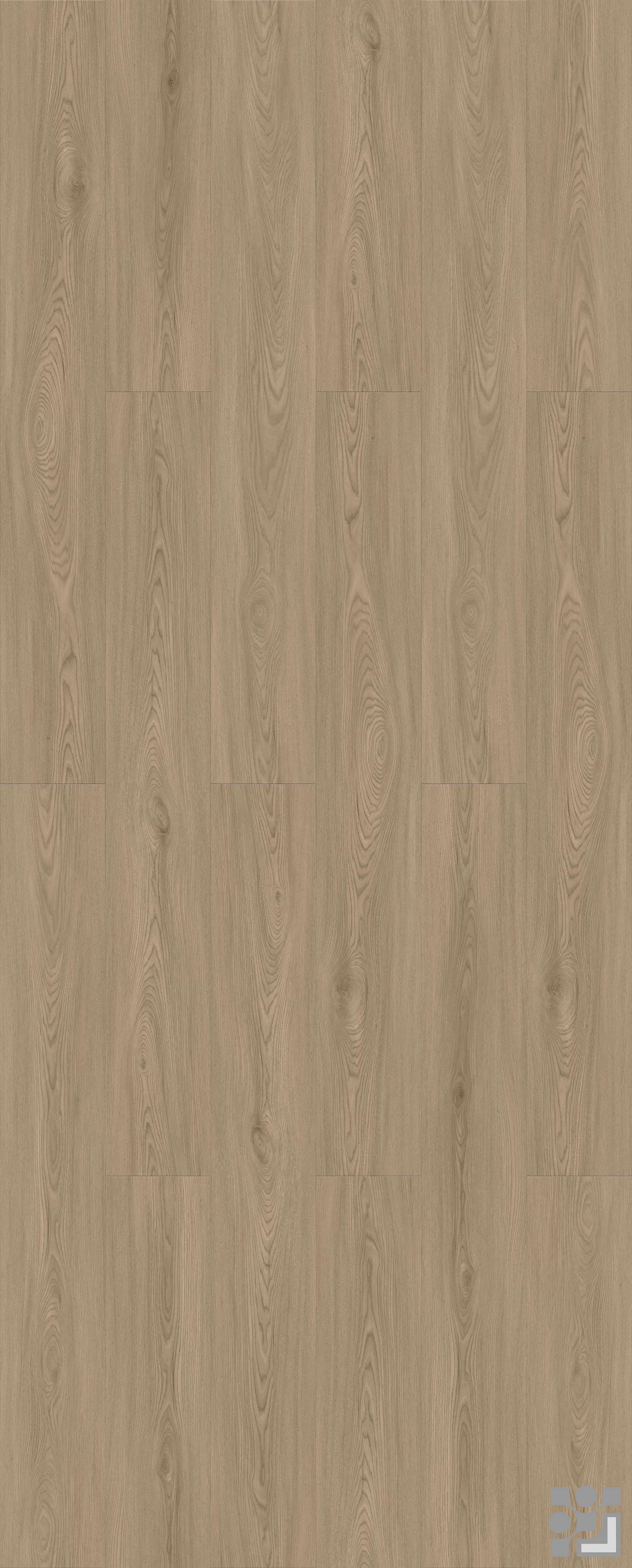 Soft grey-beige Charles Oak flooring decorative paper with fine straight grain, slender cathedral patterns and subtle natural knots