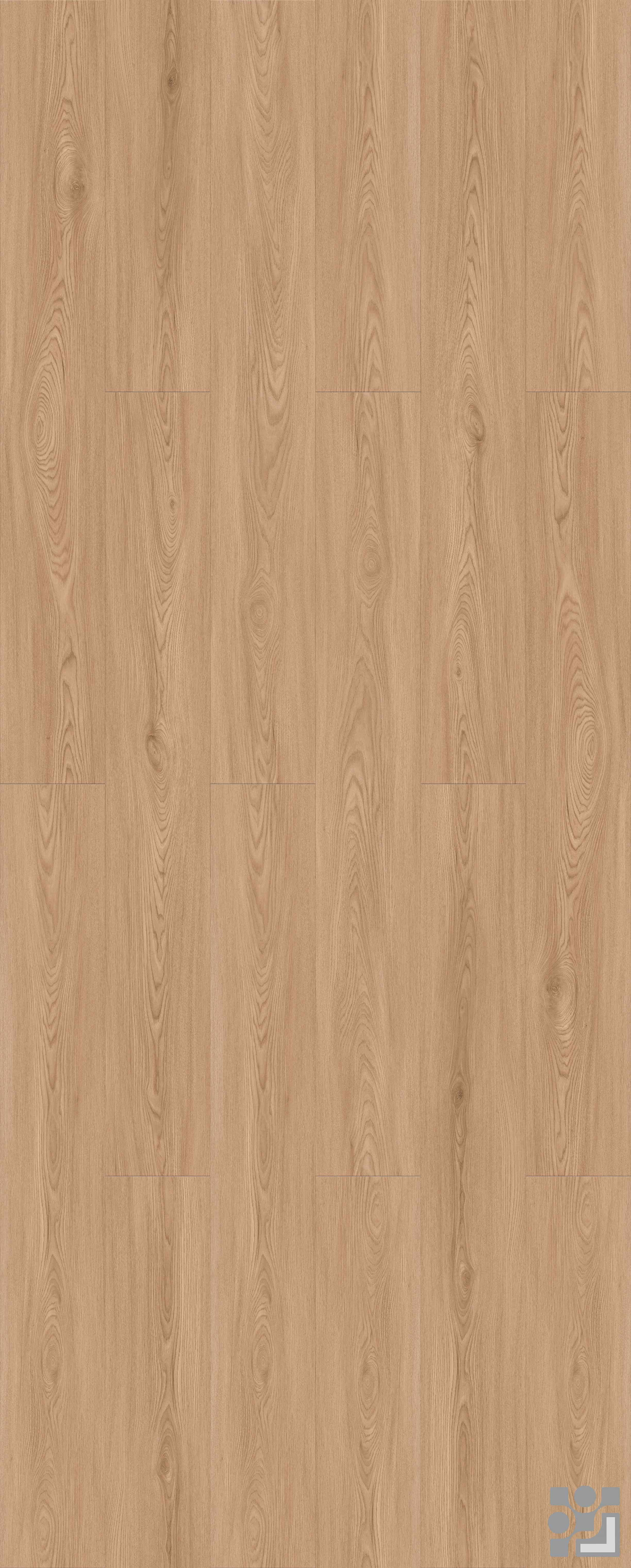 Soft grey-beige Charles Oak flooring decorative paper with fine straight grain, slender cathedral patterns and subtle natural knots
