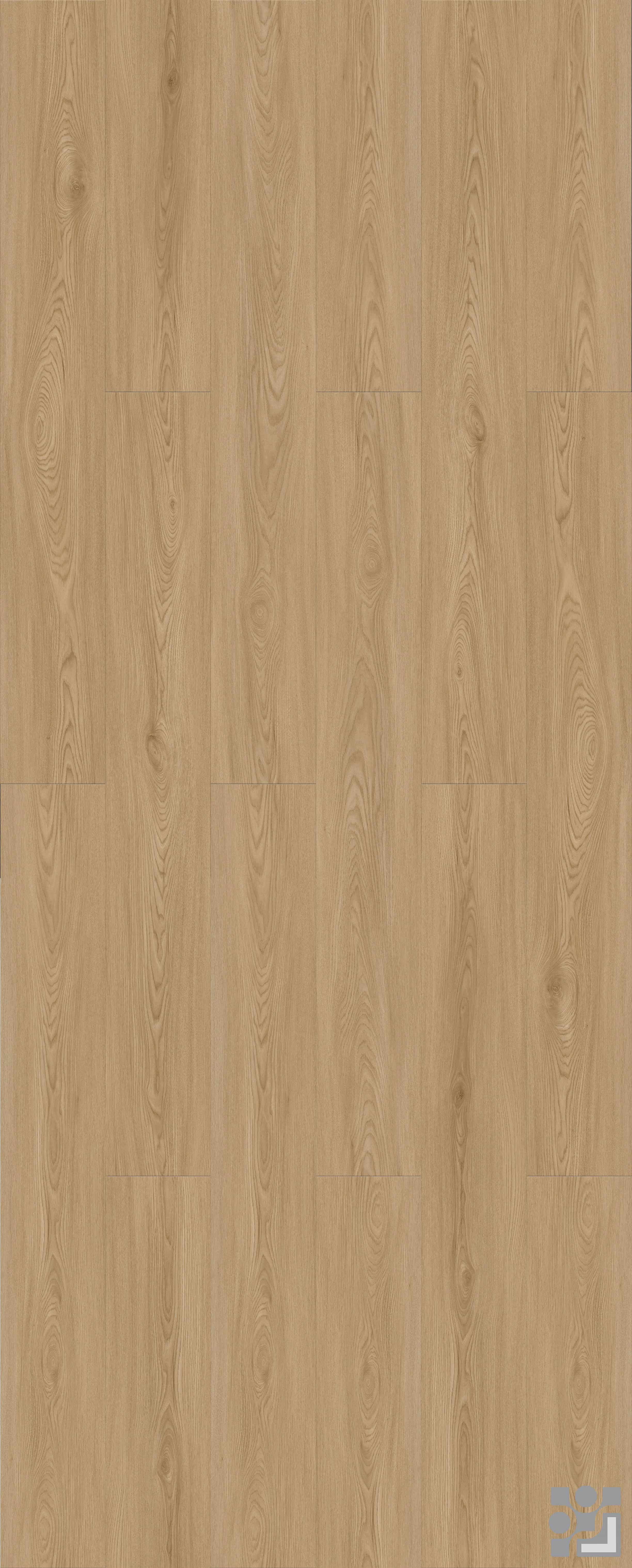 Soft grey-beige Charles Oak flooring decorative paper with fine straight grain, slender cathedral patterns and subtle natural knots