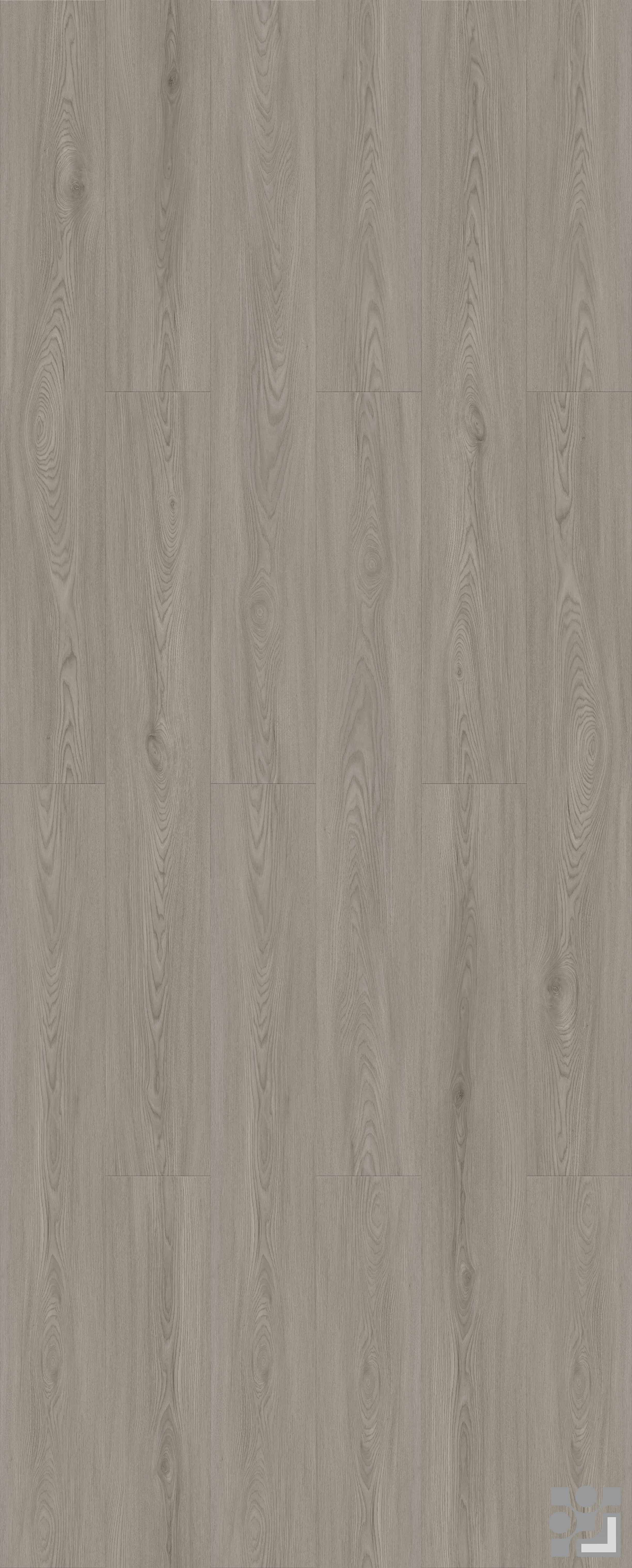 Soft grey-beige Charles Oak flooring decorative paper with fine straight grain, slender cathedral patterns and subtle natural knots