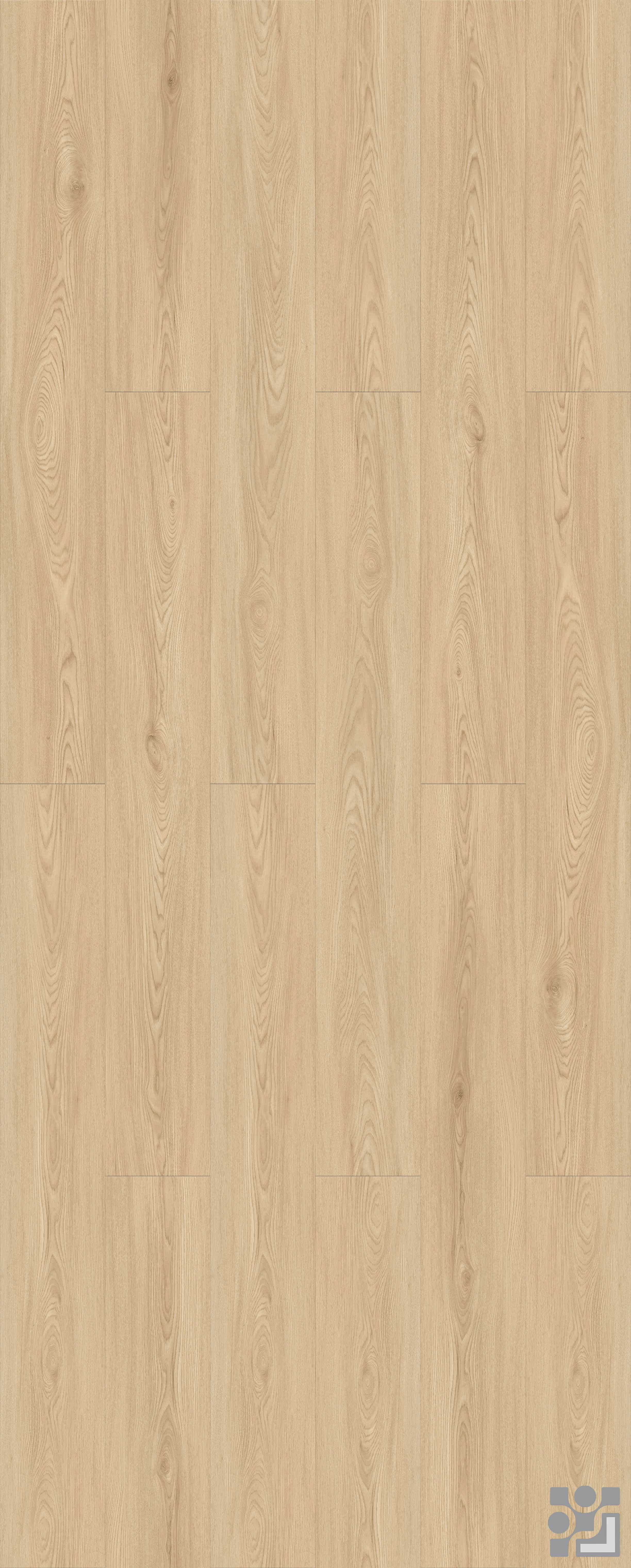 Soft grey-beige Charles Oak flooring decorative paper with fine straight grain, slender cathedral patterns and subtle natural knots