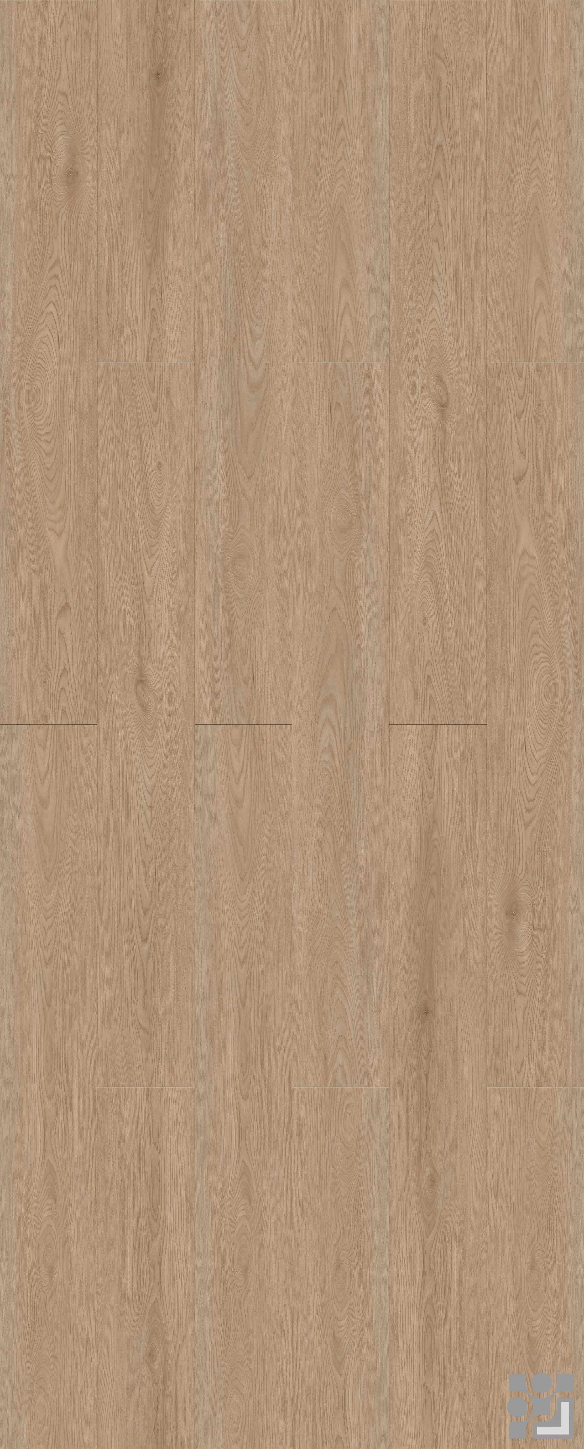 Soft grey-beige Charles Oak flooring decorative paper with fine straight grain, slender cathedral patterns and subtle natural knots