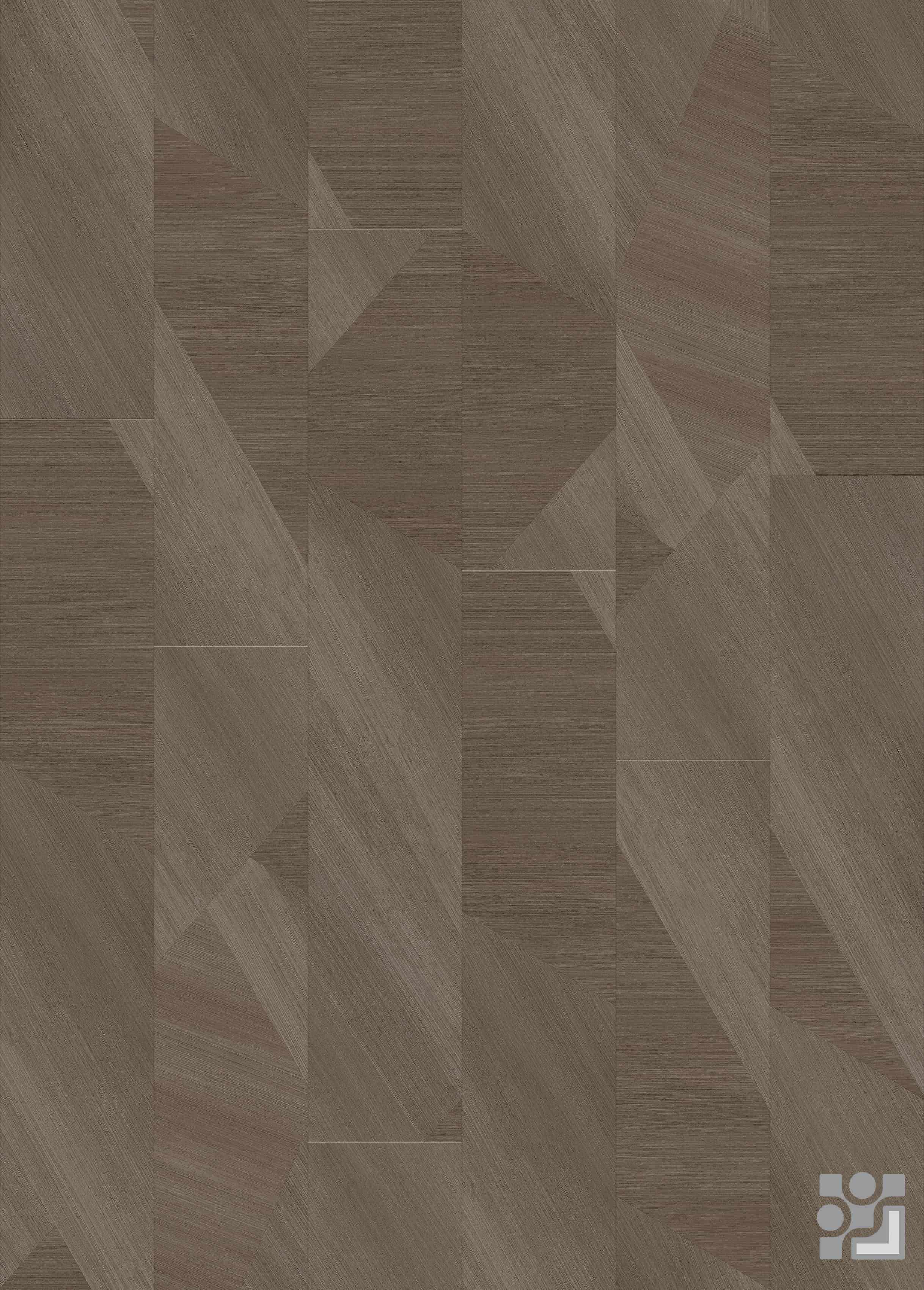 Merimee Parquet flooring decorative paper with fine linear grain and irregular angular geometric inlays