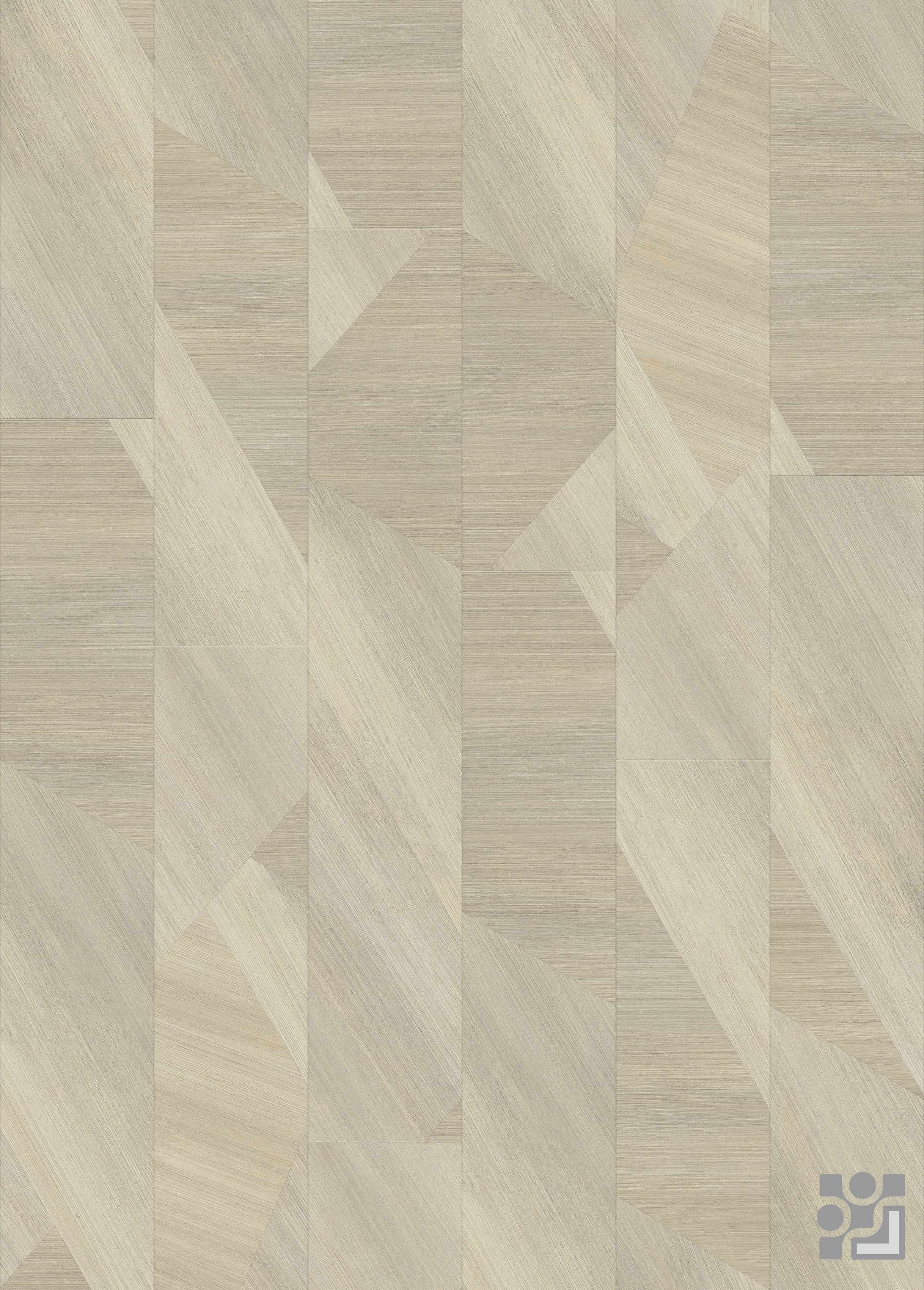 Merimee Parquet flooring decorative paper with fine linear grain and irregular angular geometric inlays