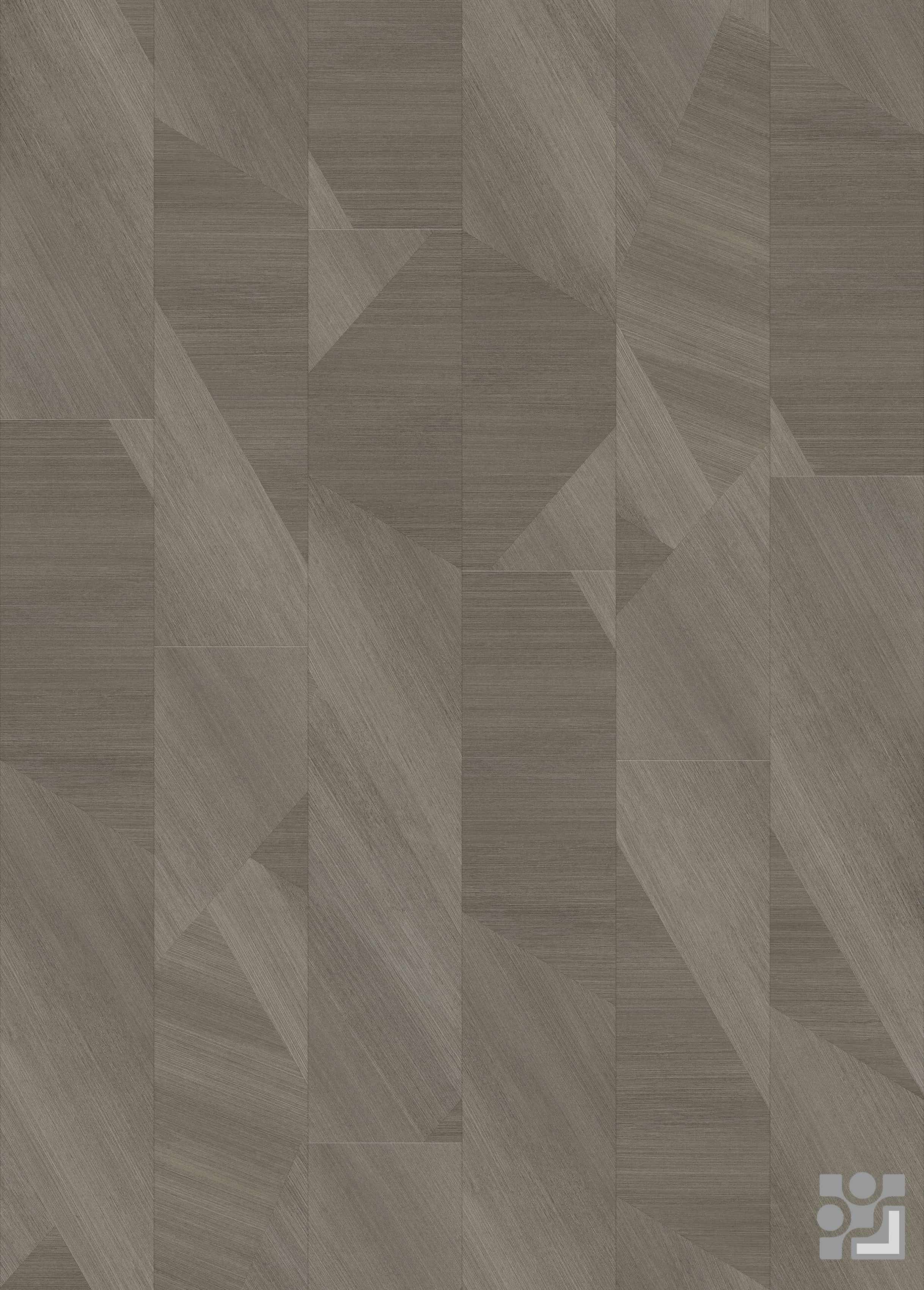 Merimee Parquet flooring decorative paper with fine linear grain and irregular angular geometric inlays