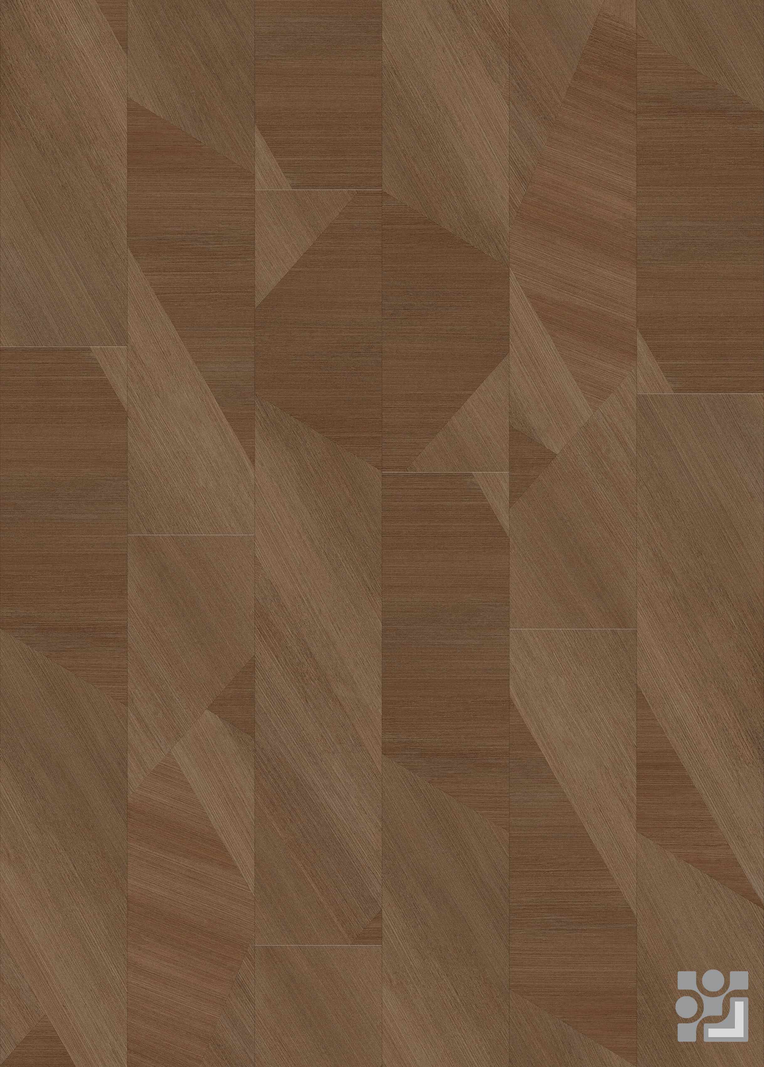 Merimee Parquet flooring decorative paper with fine linear grain and irregular angular geometric inlays