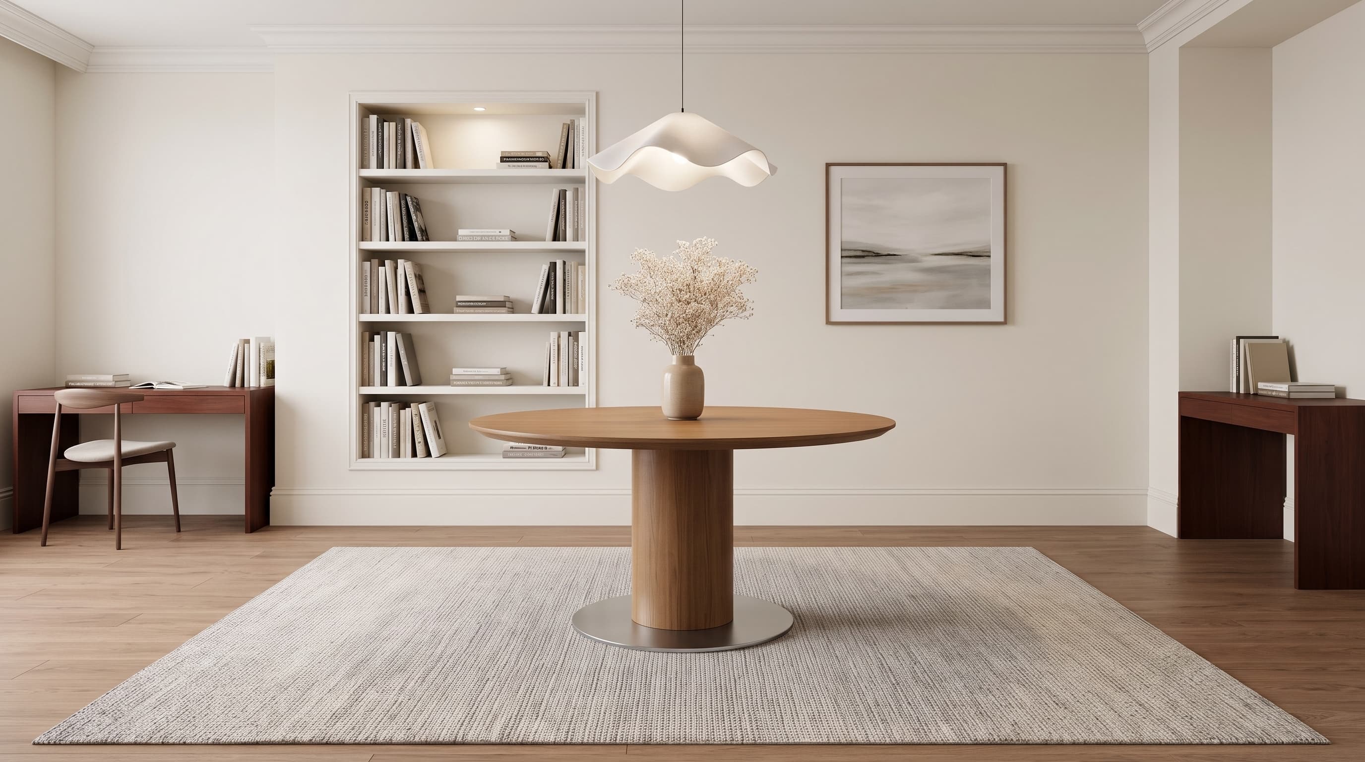 Taupe-brown Morn Oak flooring with refined grain and subtle knots in a calm modern interior