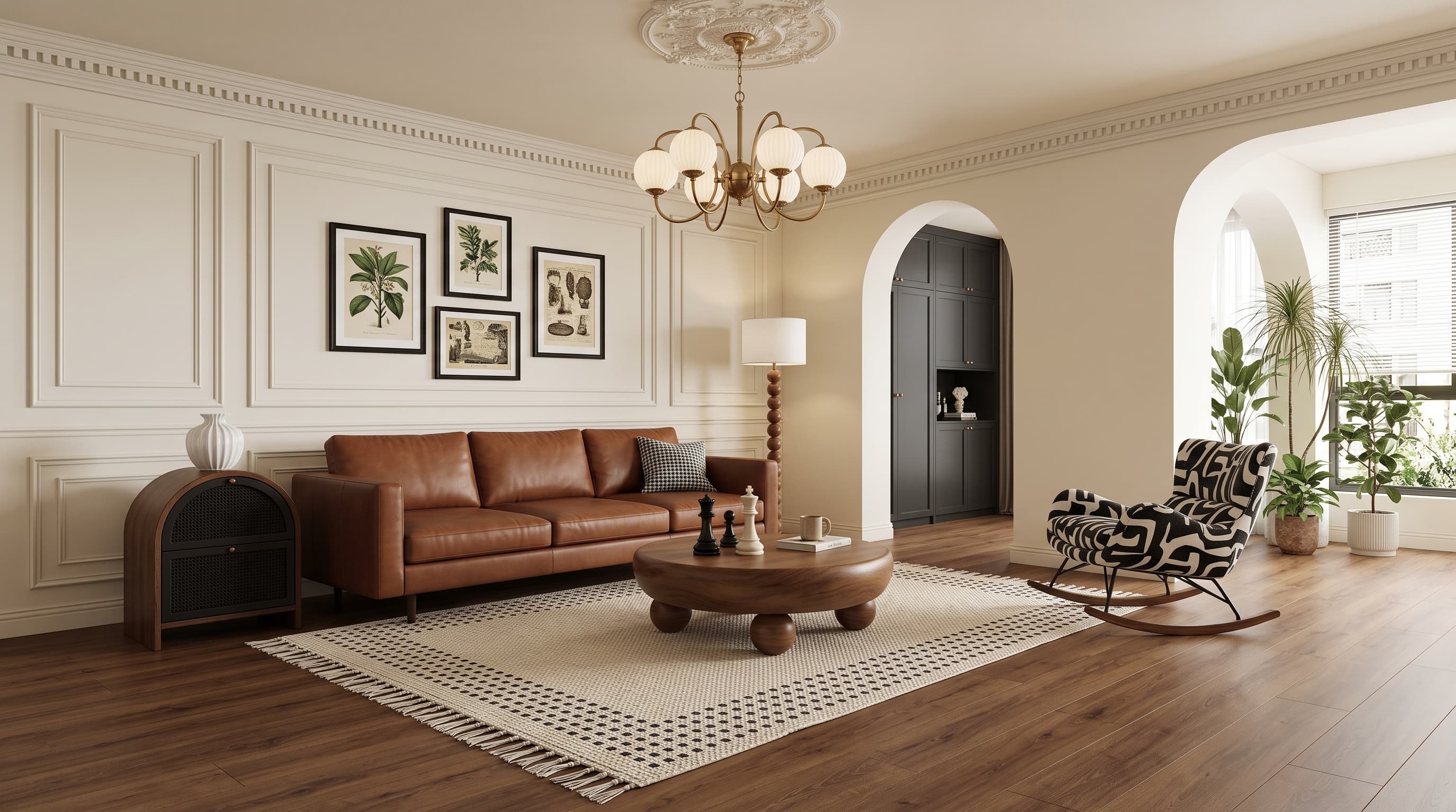 Chestnut-brown Rajan Oak flooring with tonal variation and subtle knots in a warm modern living space