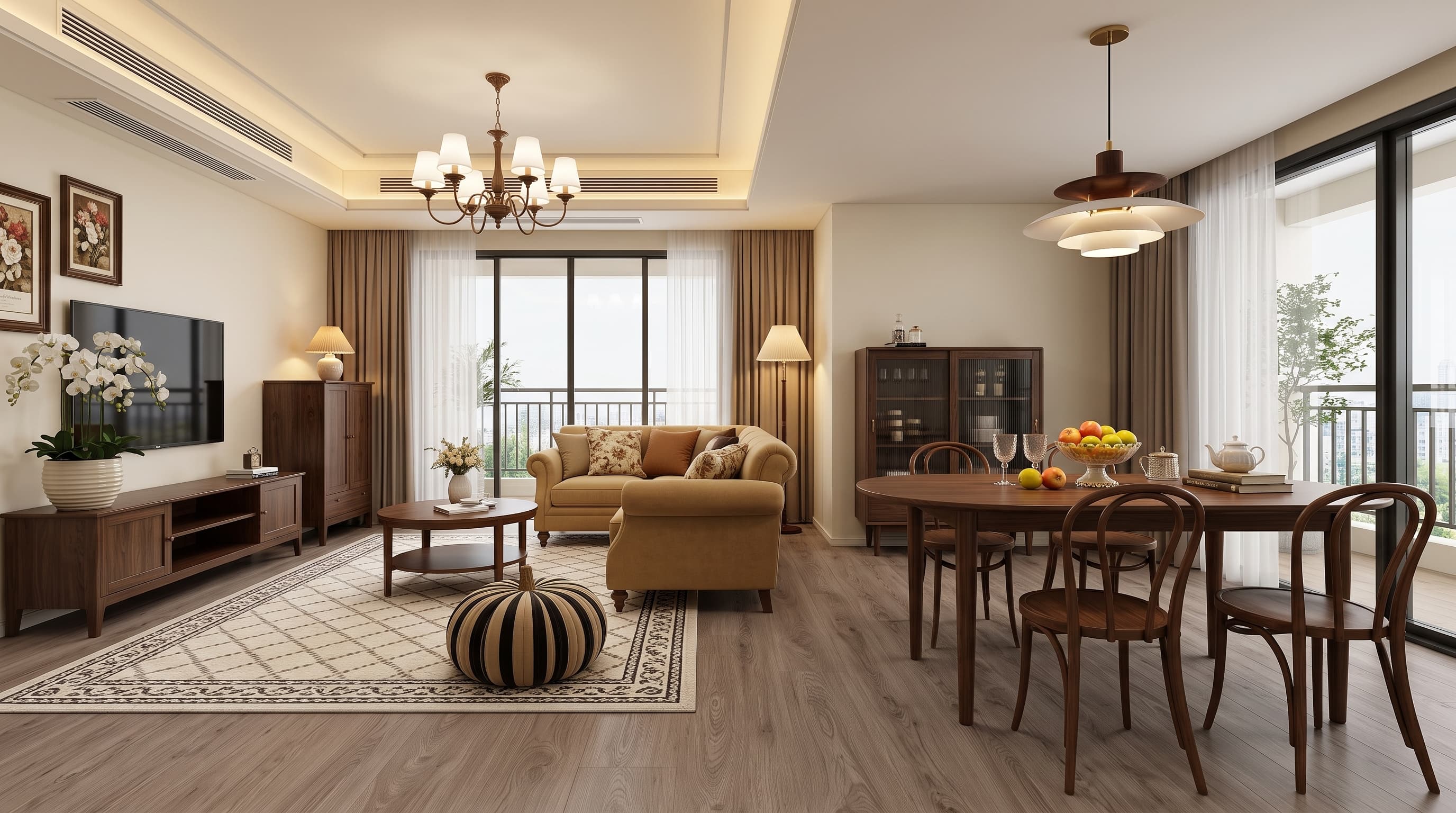 Cool greige Franz Oak flooring with expressive rustic grain in a calm modern minimalist living space