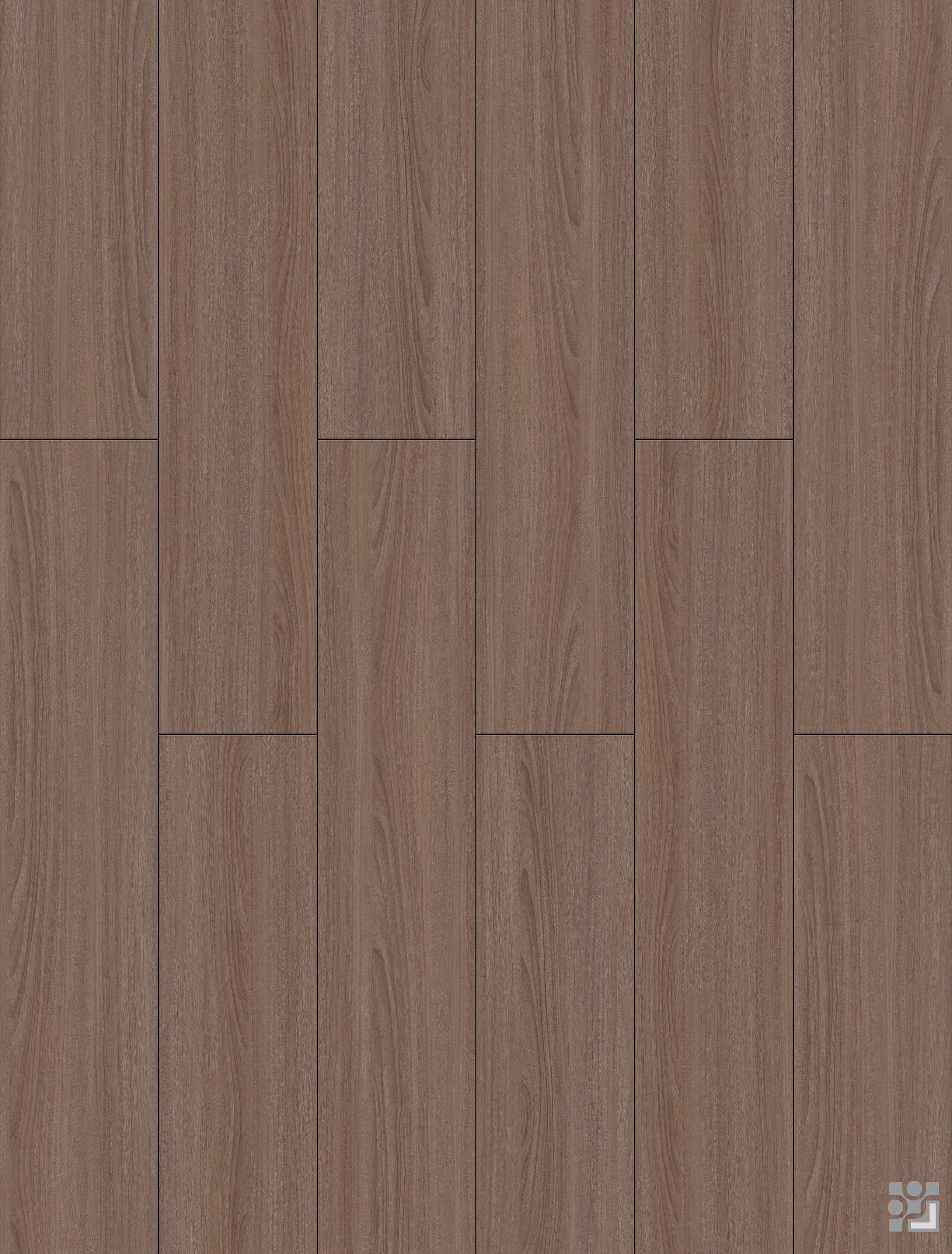 Dickens Walnut flooring displayed in long staggered planks with refined linear wood grain