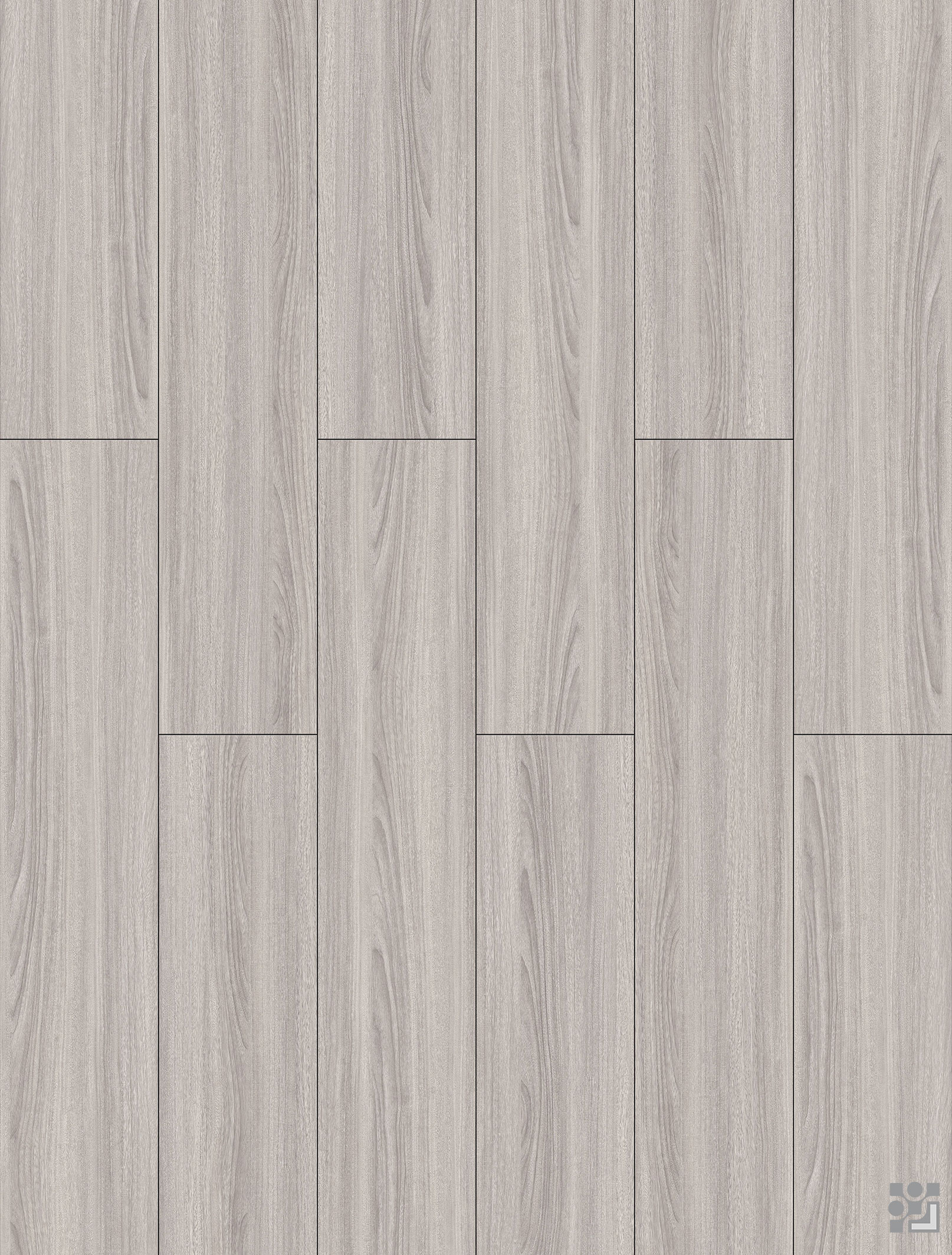 Dickens Walnut flooring displayed in long staggered planks with refined linear wood grain