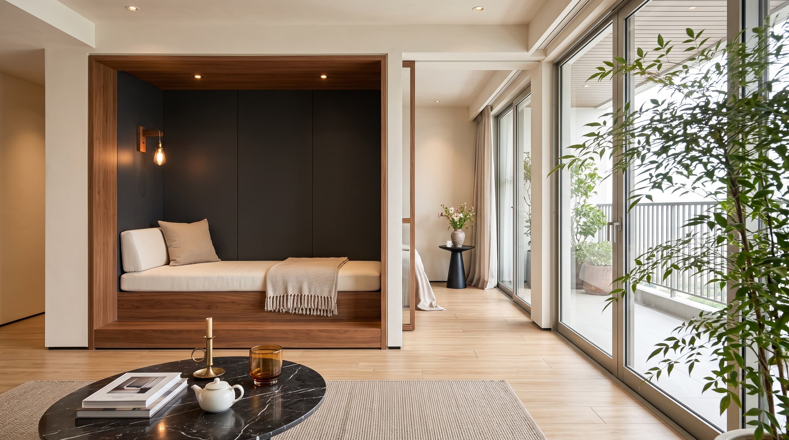 Dickens Walnut flooring displayed in long staggered planks with soft flowing wood grain