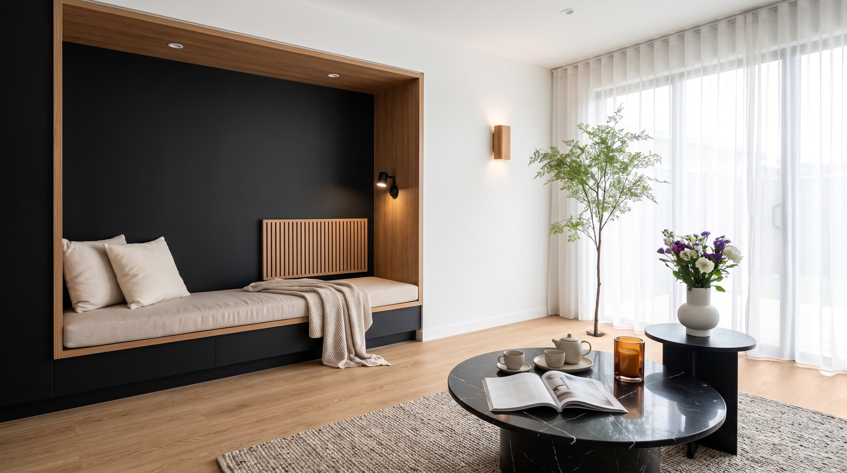 Warm natural-oak Cervantes Oak flooring with elegant cathedral grain in a welcoming modern interior