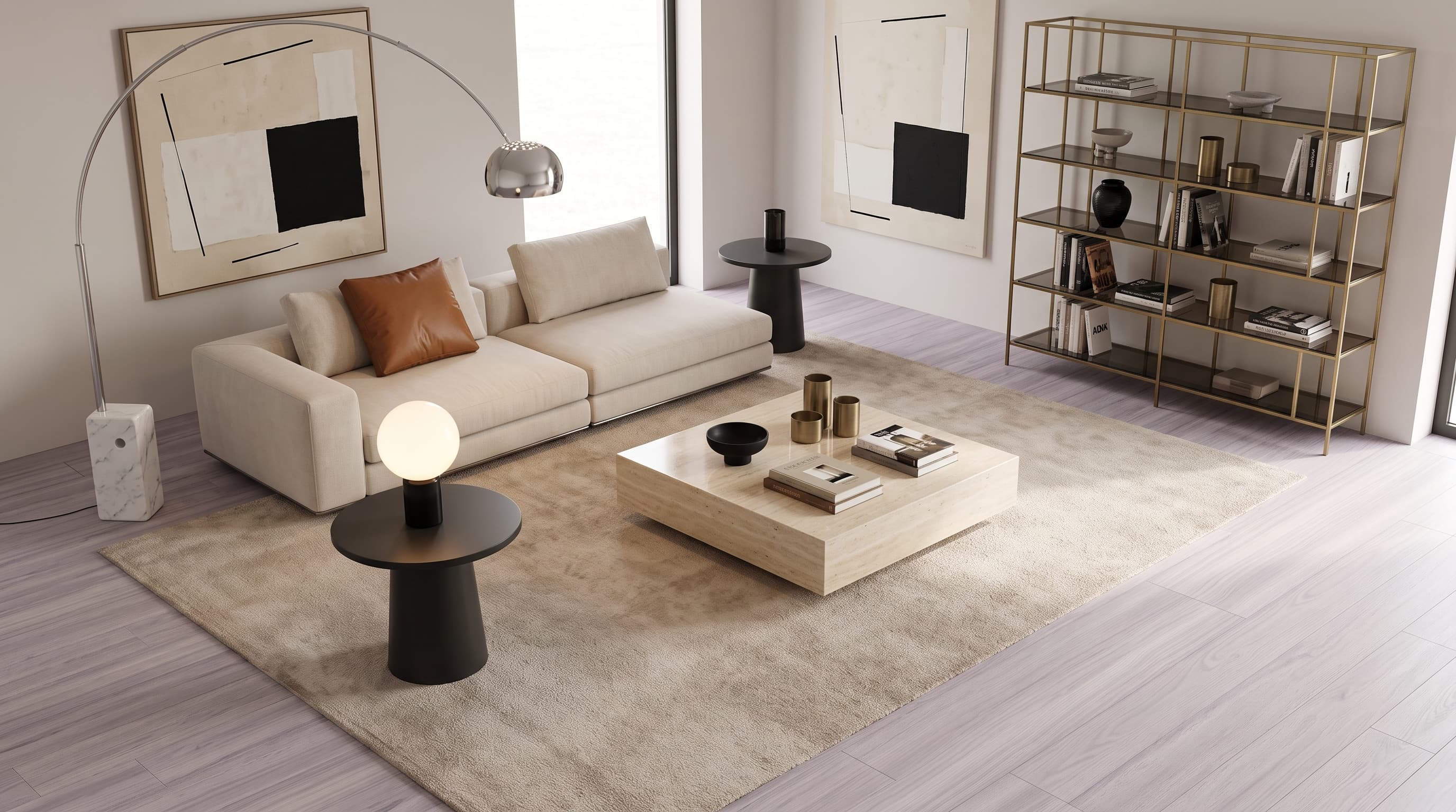 Whitewashed silver-grey Bella Oak flooring creating a bright and serene contemporary interior