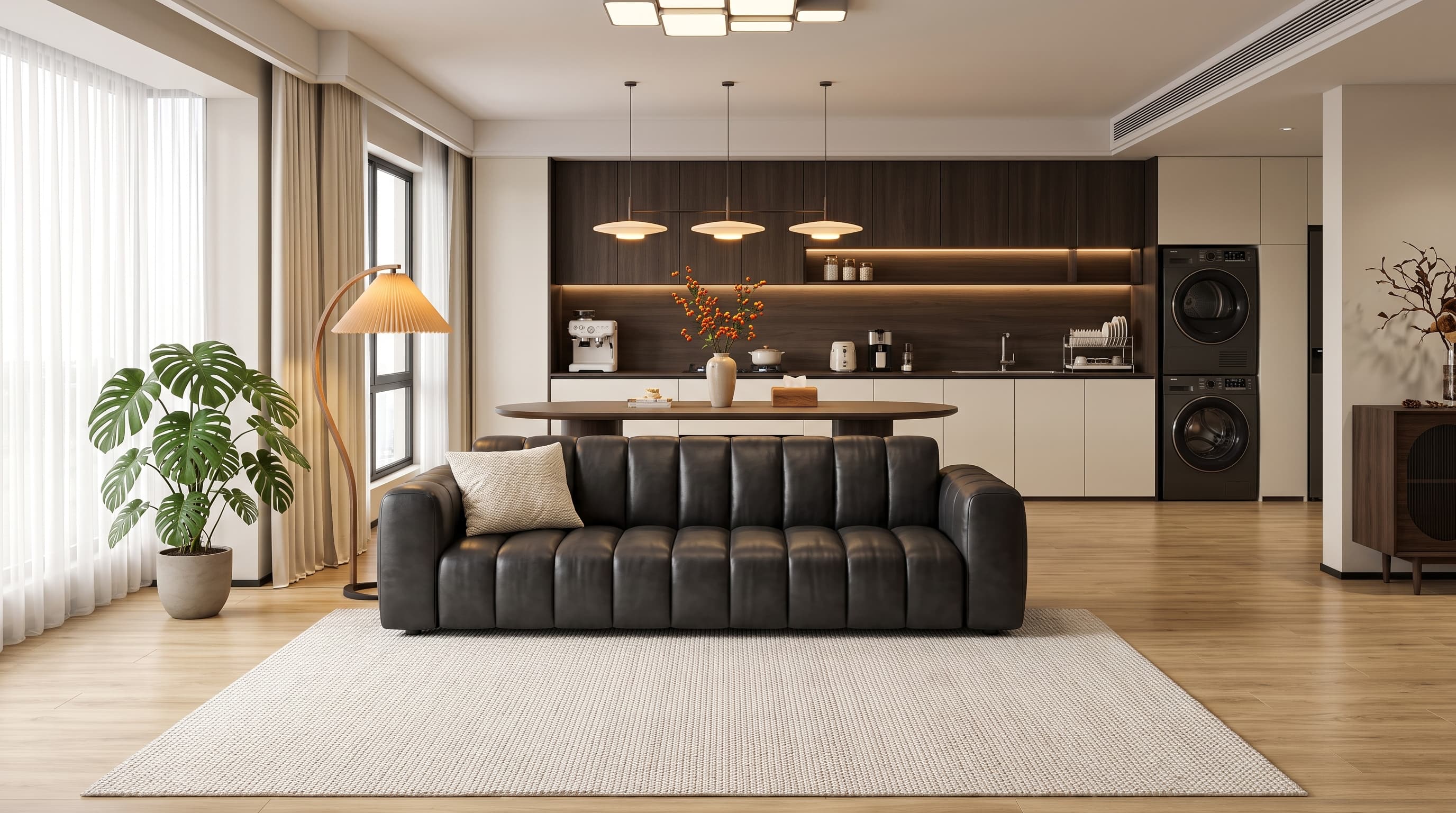  Honey-blonde Garcia Oak flooring brightening a warm contemporary interior with lively natural grain