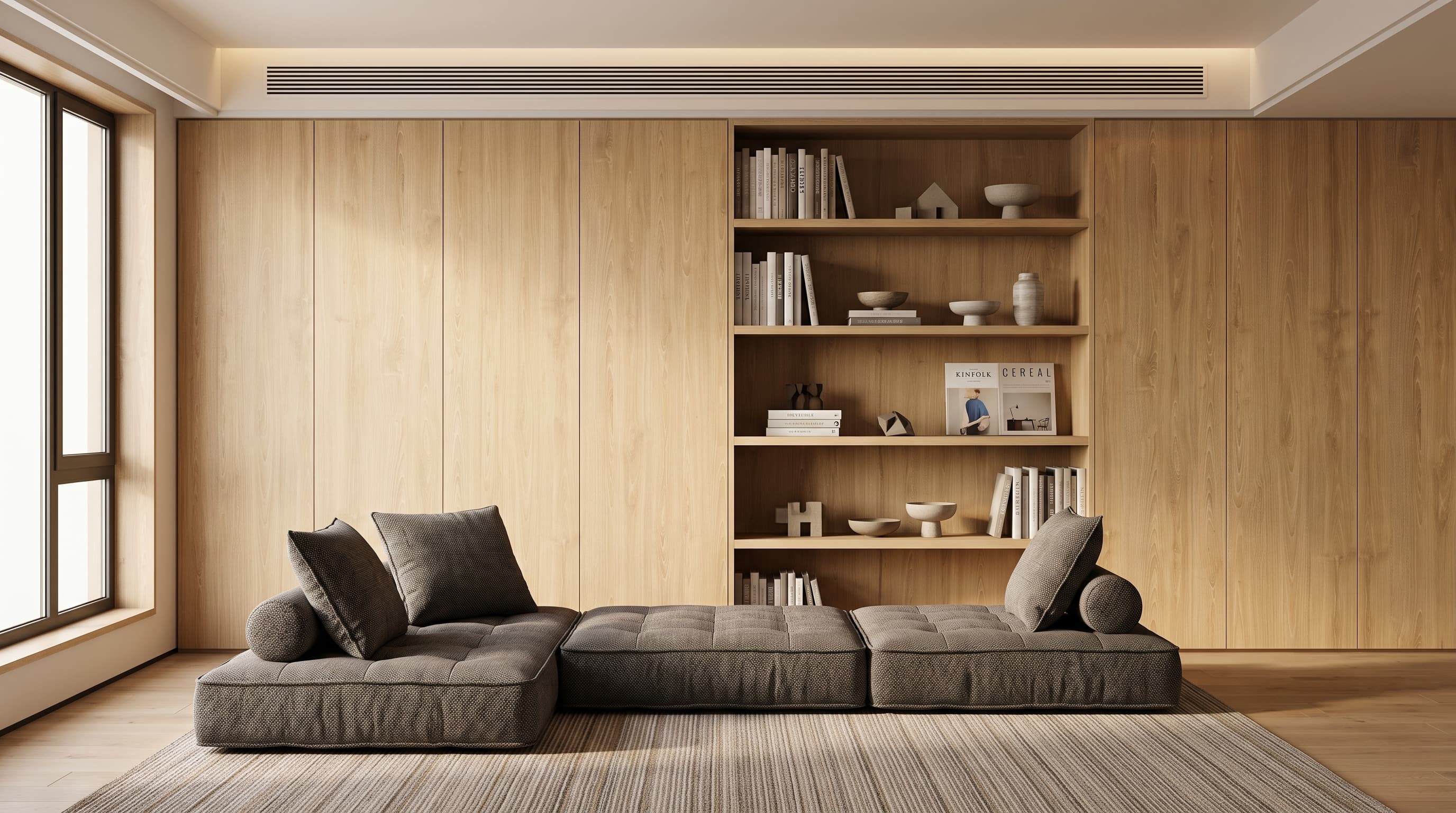  Honey-blonde Garcia Oak flooring brightening a warm contemporary interior with lively natural grain
