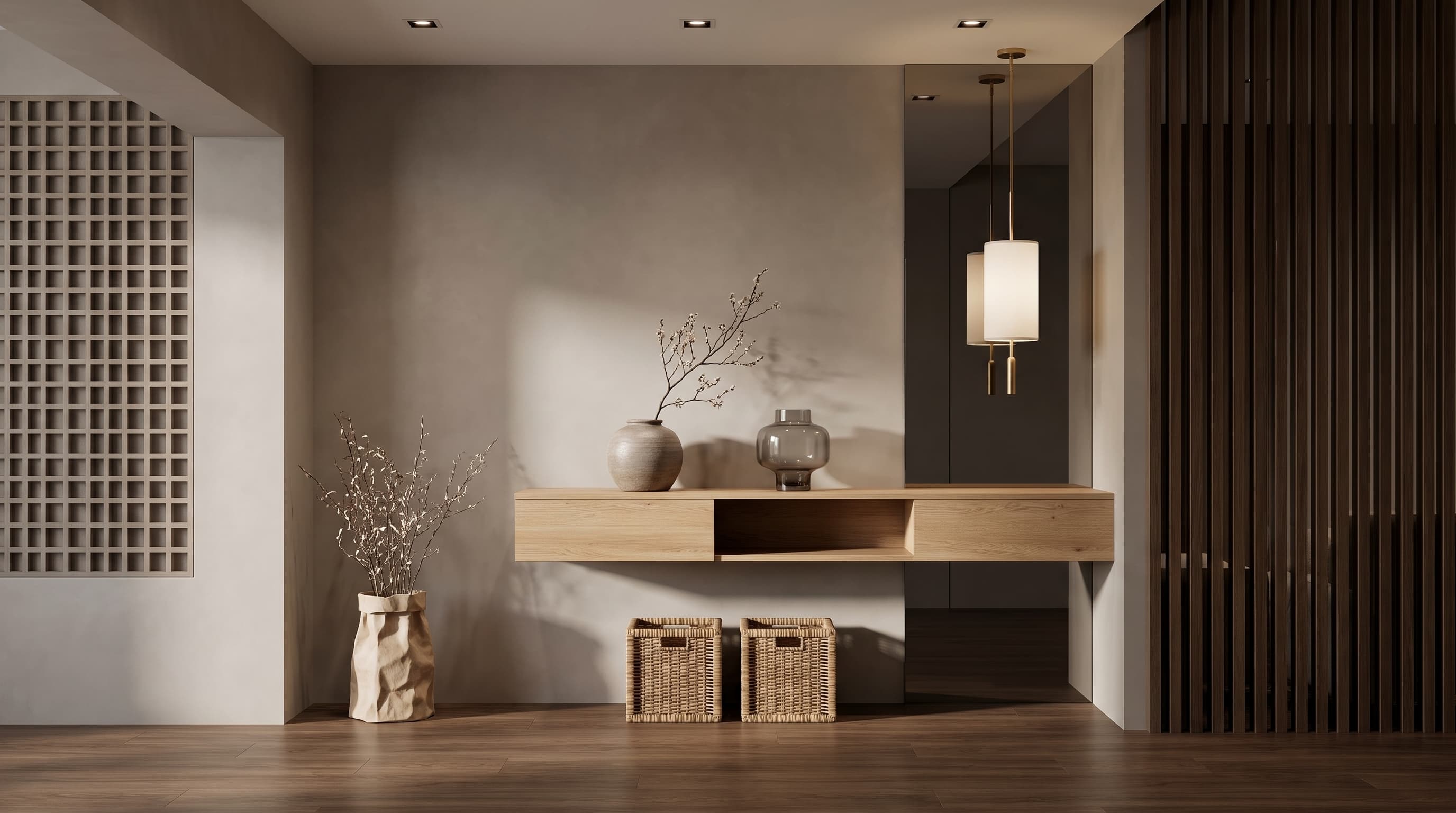 Modern interior featuring Kafka Walnut dark brown flooring with rich natural wood grain
