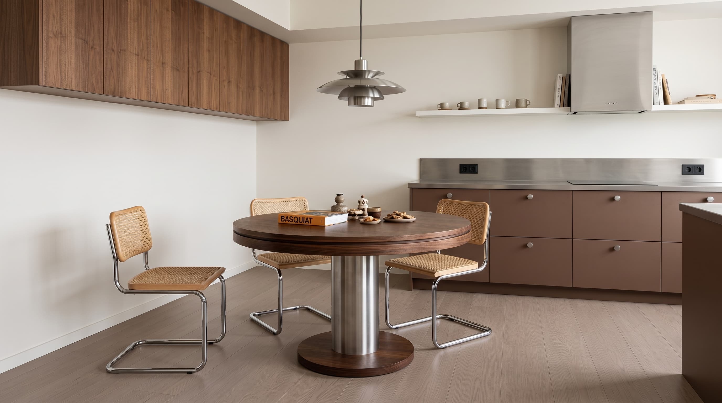 Japandi interior featuring Ober Oak greige flooring with soft neutral tones and refined oak grain