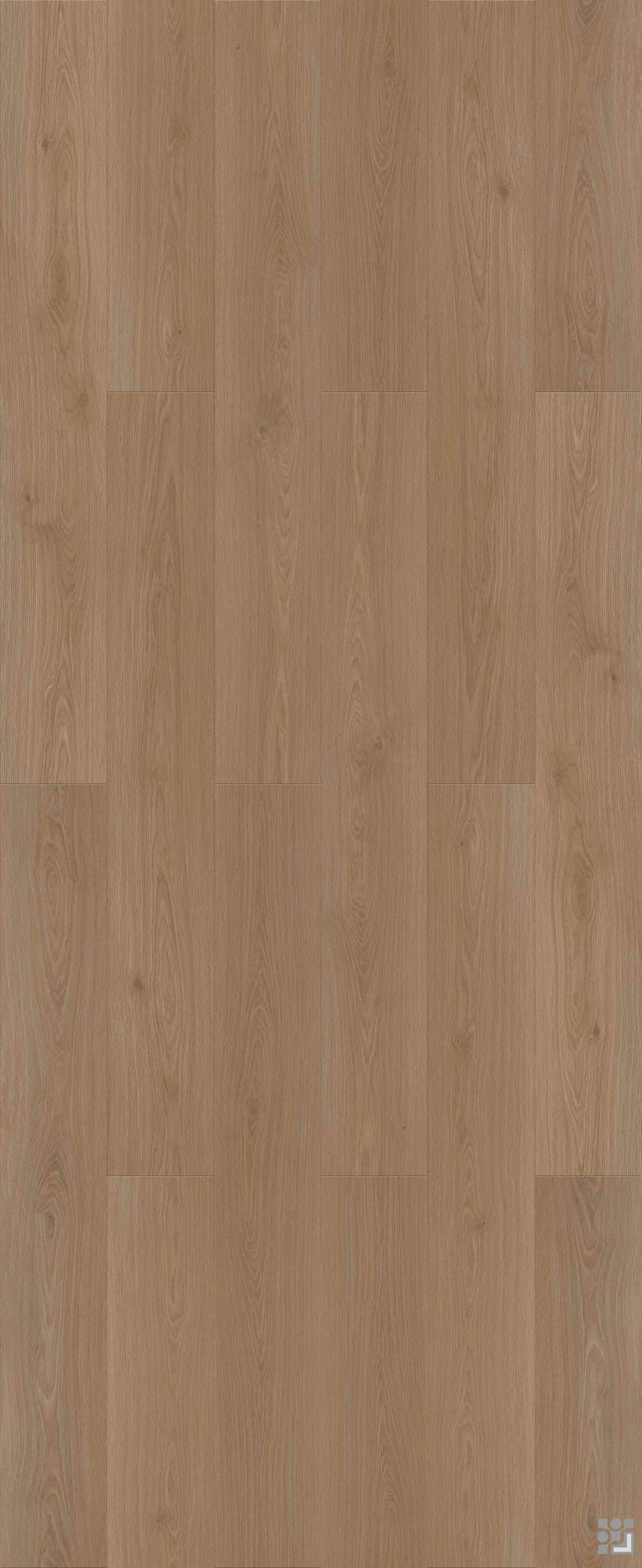 Warm Mist Oak flooring decorative paper with low-contrast straight grain, gentle cathedral figures and subtle knots-5