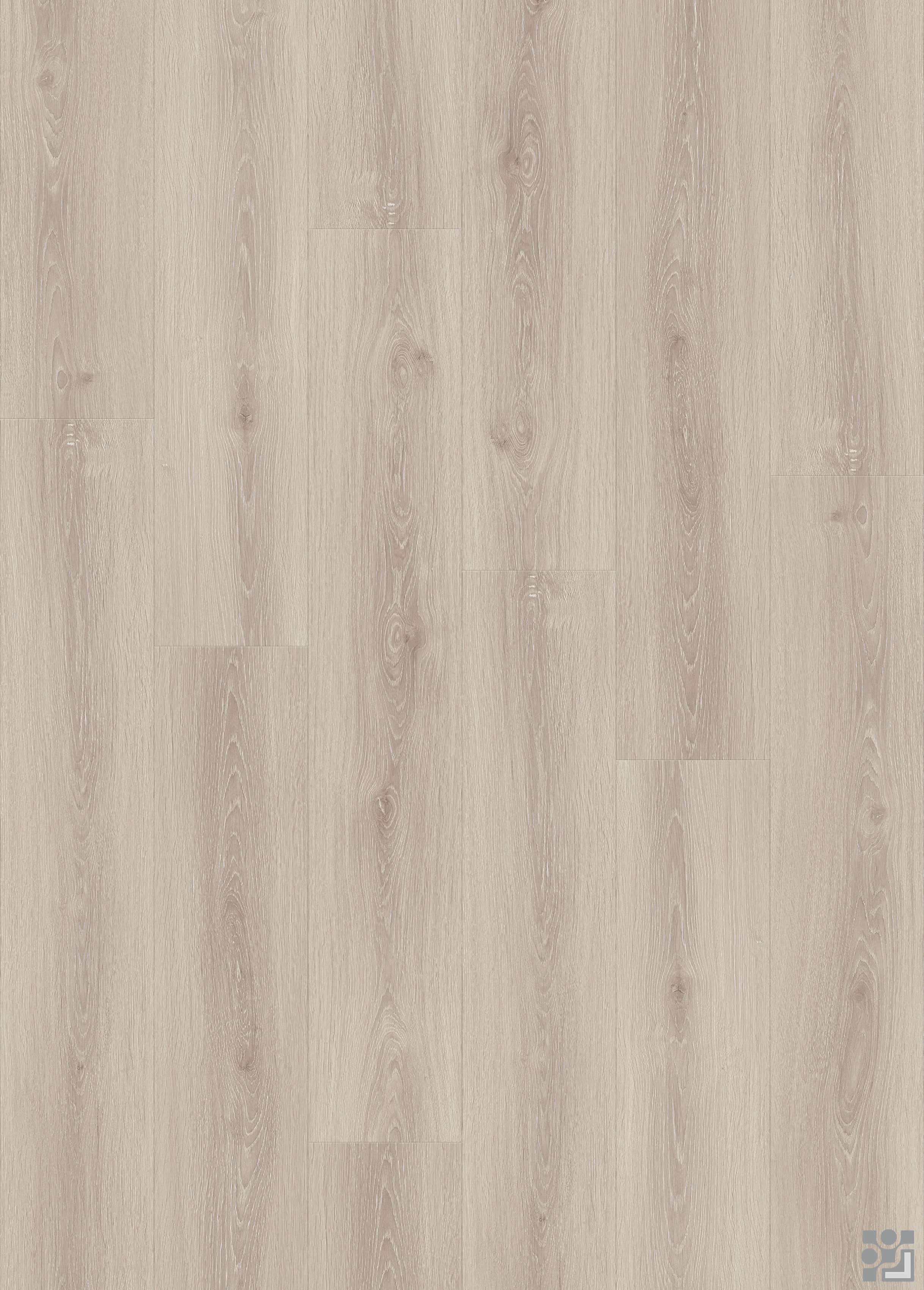 Warm golden-beige Austen Oak flooring decorative paper with delicate straight grain, flowing cathedral figures and a clean long-plank layout

