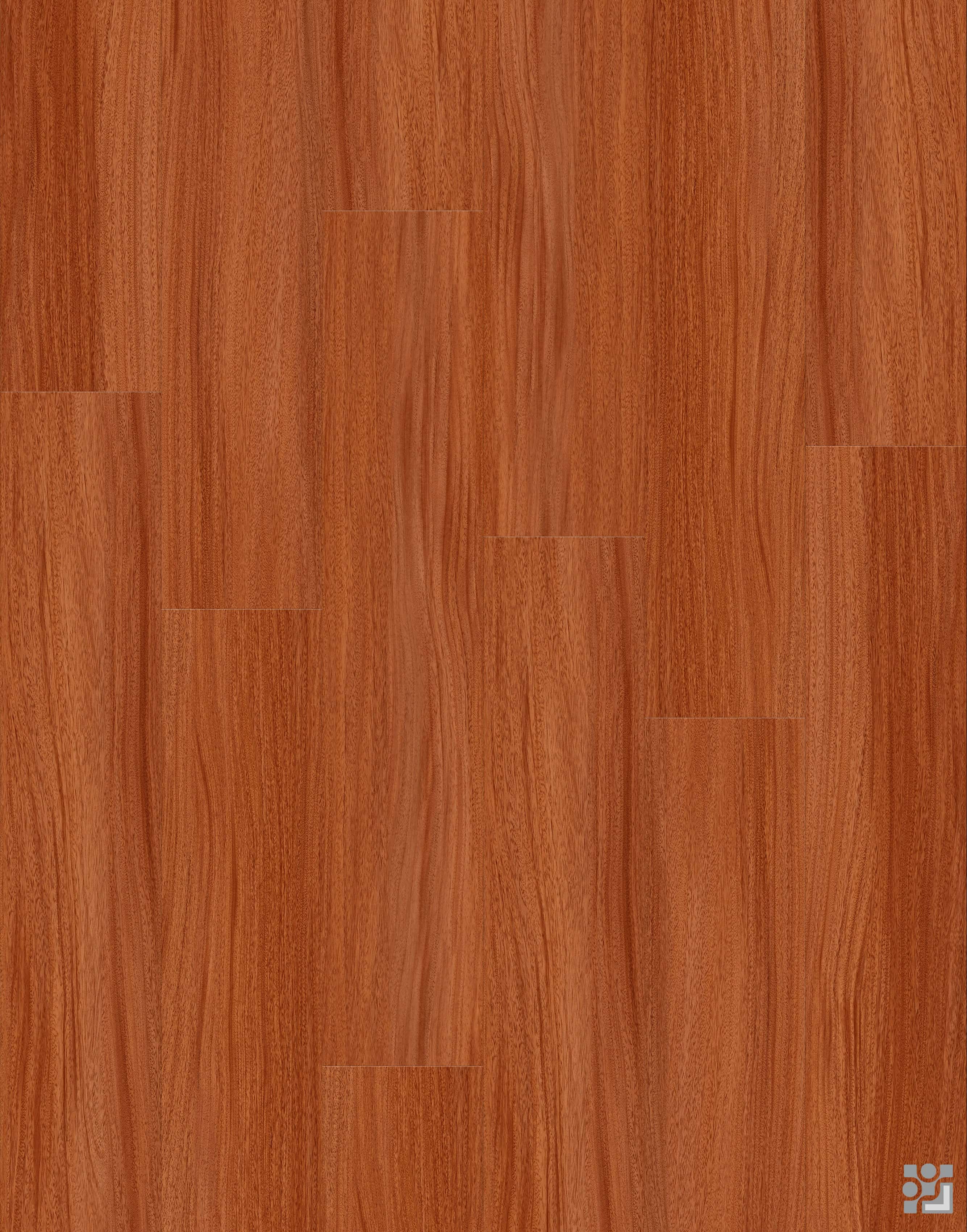 Warm copper-red Cordilleras Oak flooring decorative paper with flowing linear grain, rich tonal depth and a clean long-plank layout