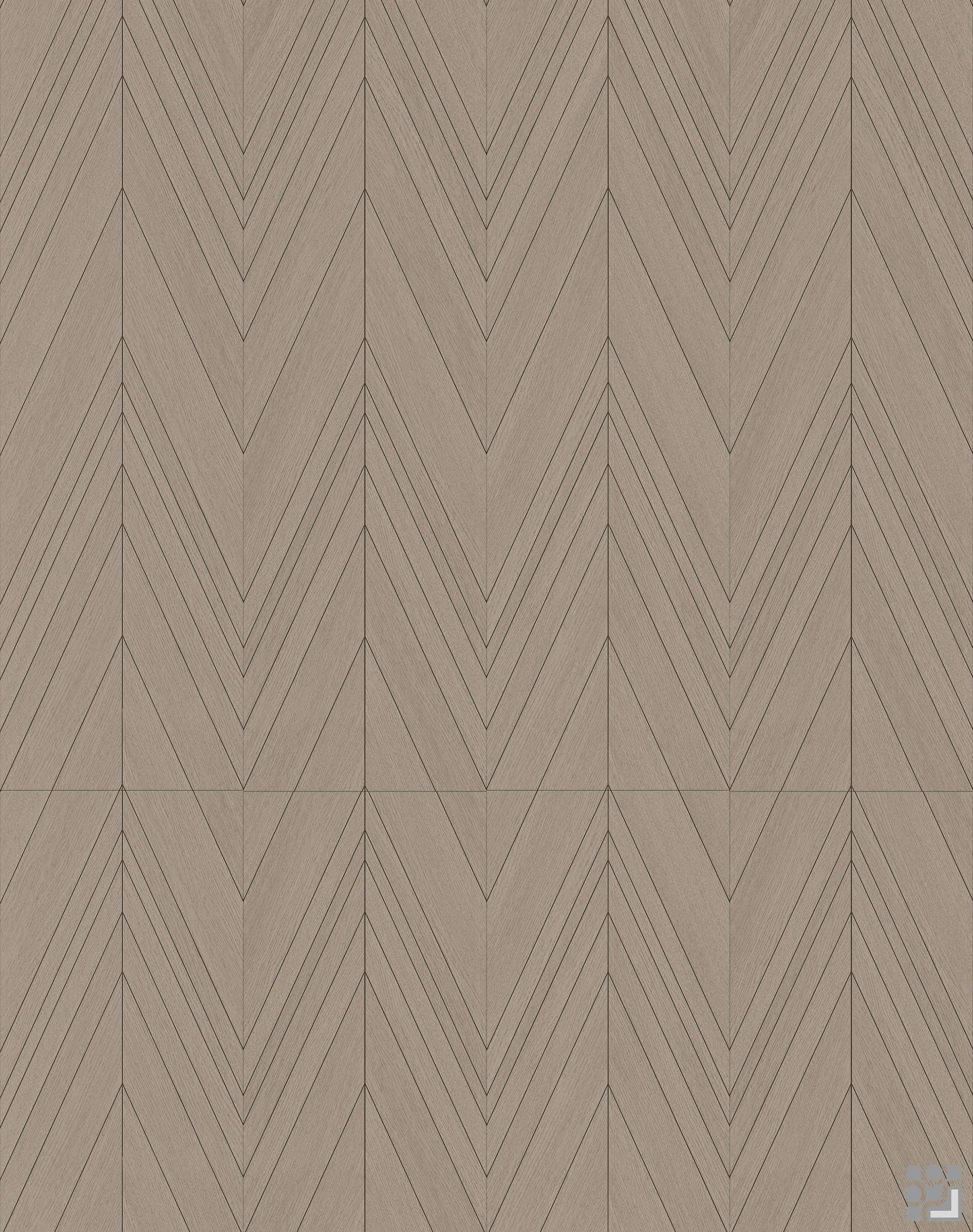 Starry Sky Parquetry parquet flooring decorative paper with greige wood grain and geometric chevron pattern