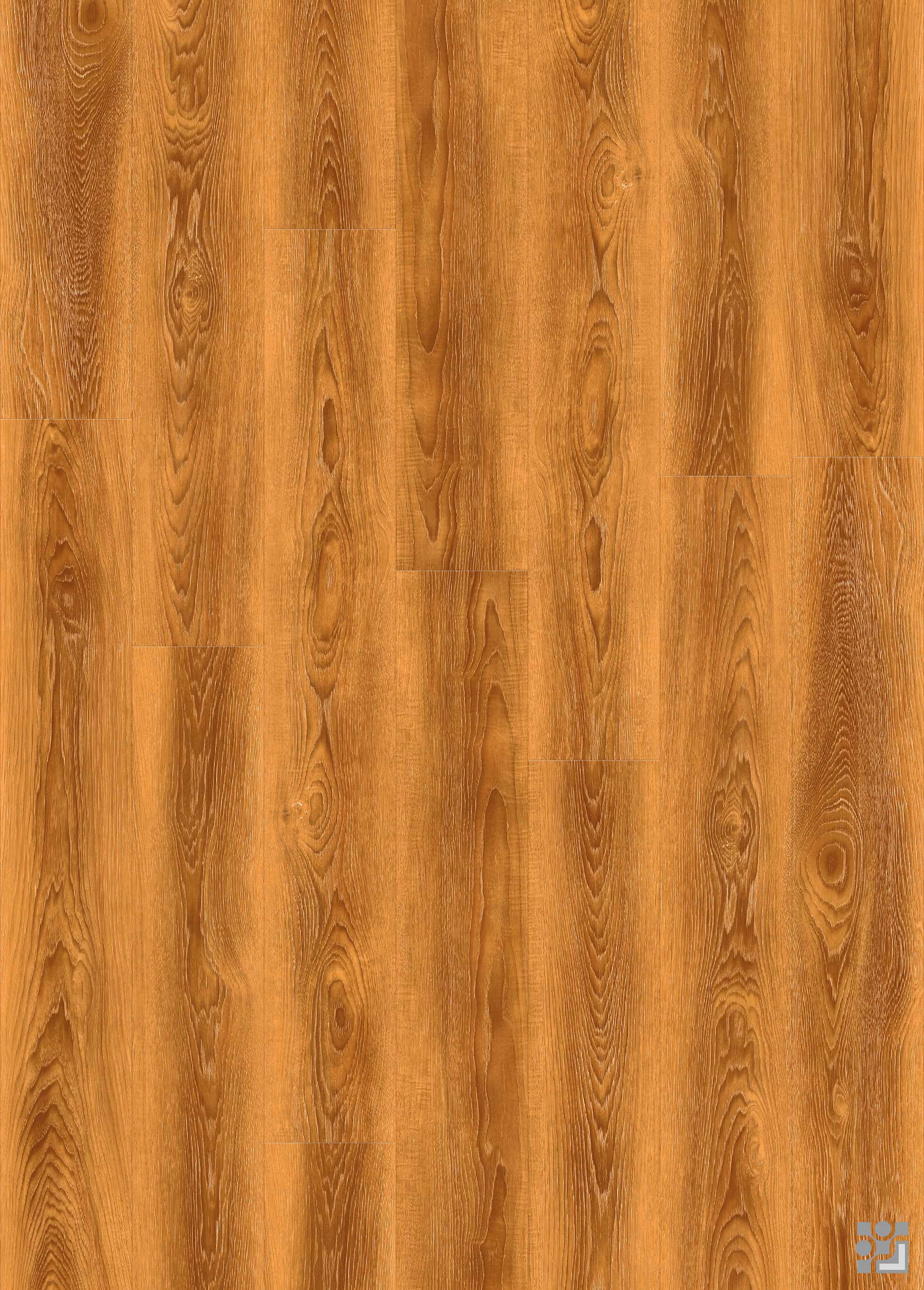 Halliburton Oak decorative flooring paper with flowing cathedral grain, fine linear details, natural knots and a long-plank oak pattern