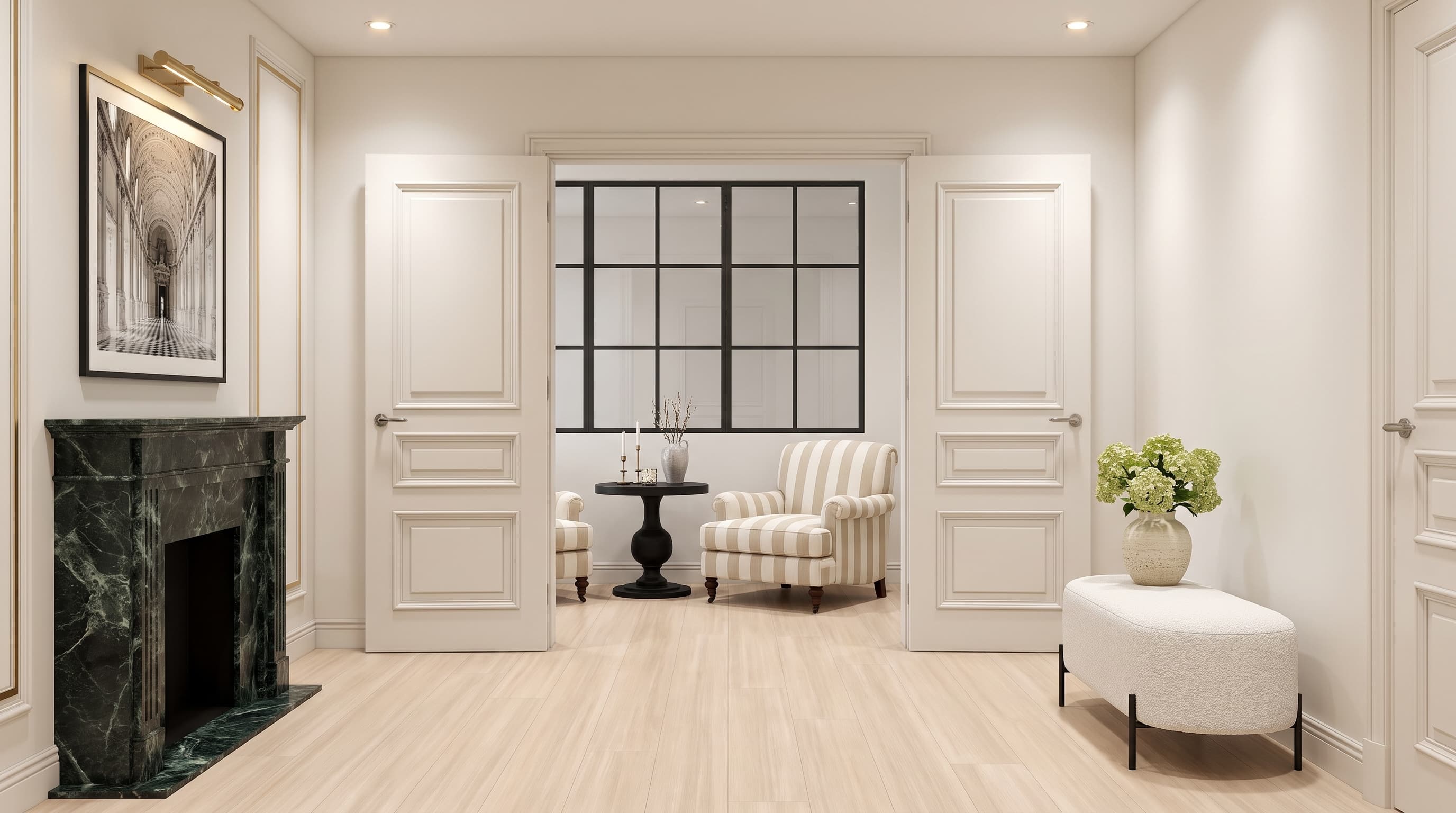 Contemporary interior featuring Dwayne Oak flooring with fine linear grain, understated plank joints and a calm natural wood look