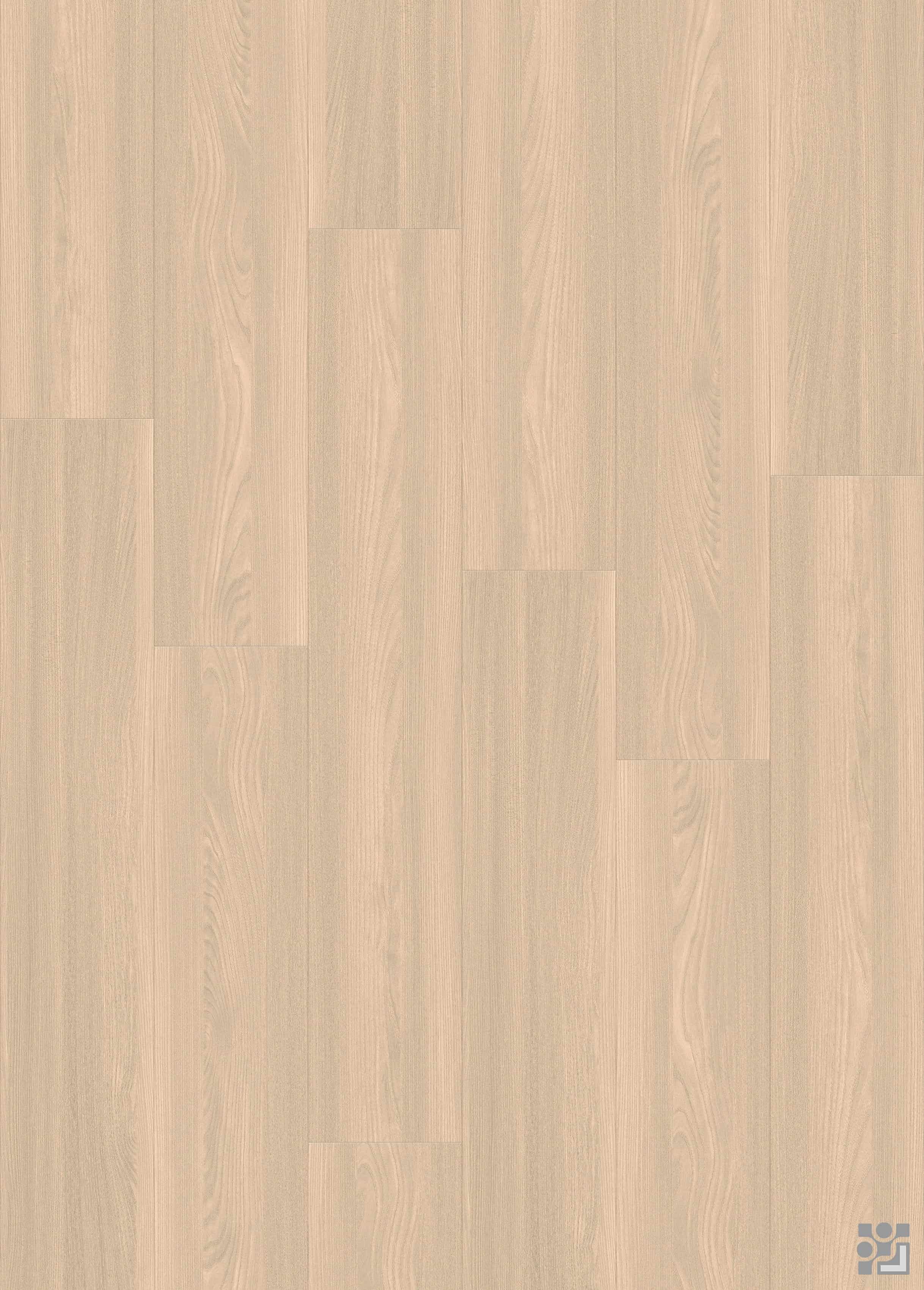 Smith Oak decorative flooring paper with fine straight grain, subtle cathedral figures and a clean long-plank layout
