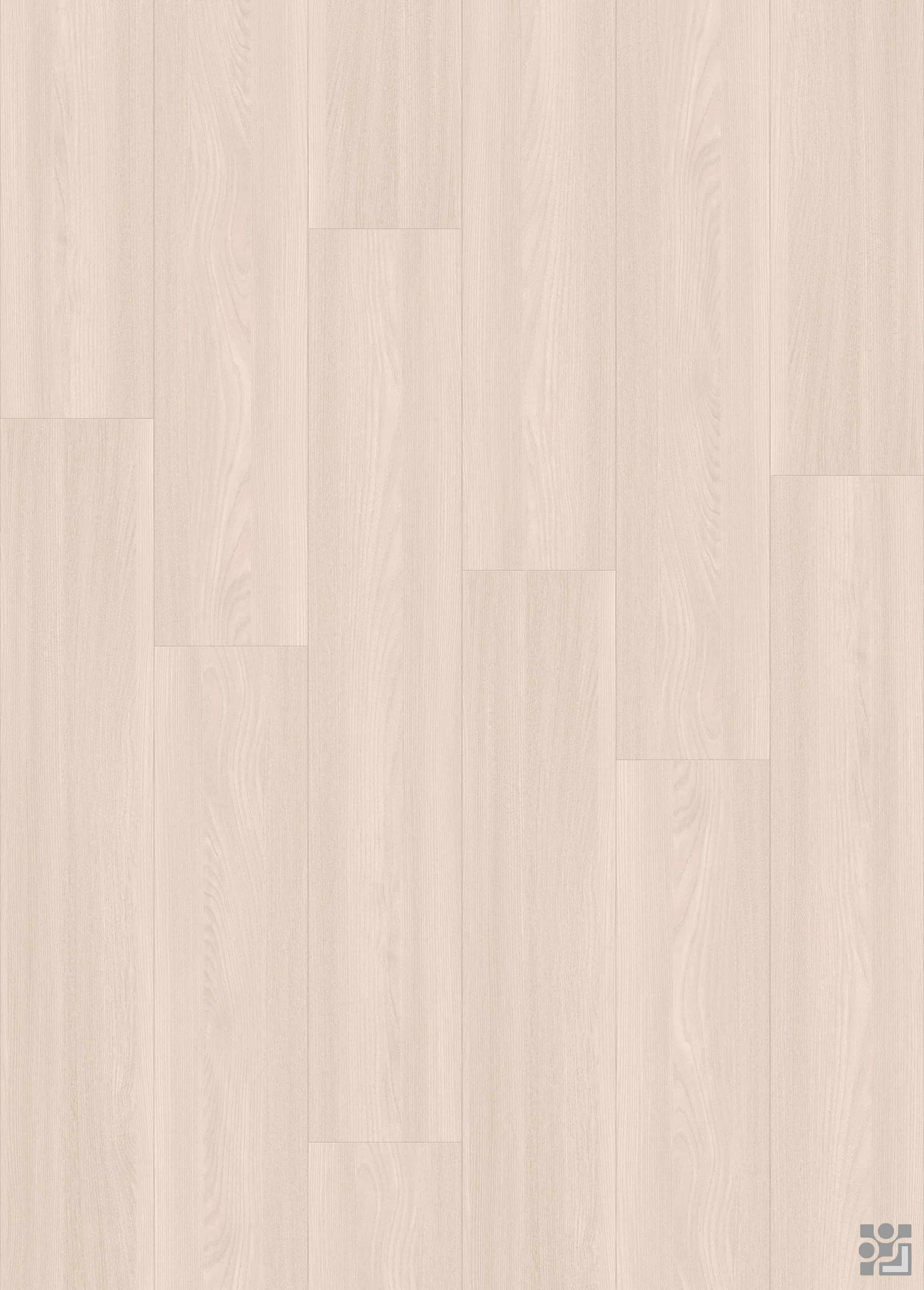 Smith Oak decorative flooring paper with fine straight grain, subtle cathedral figures and a clean long-plank layout